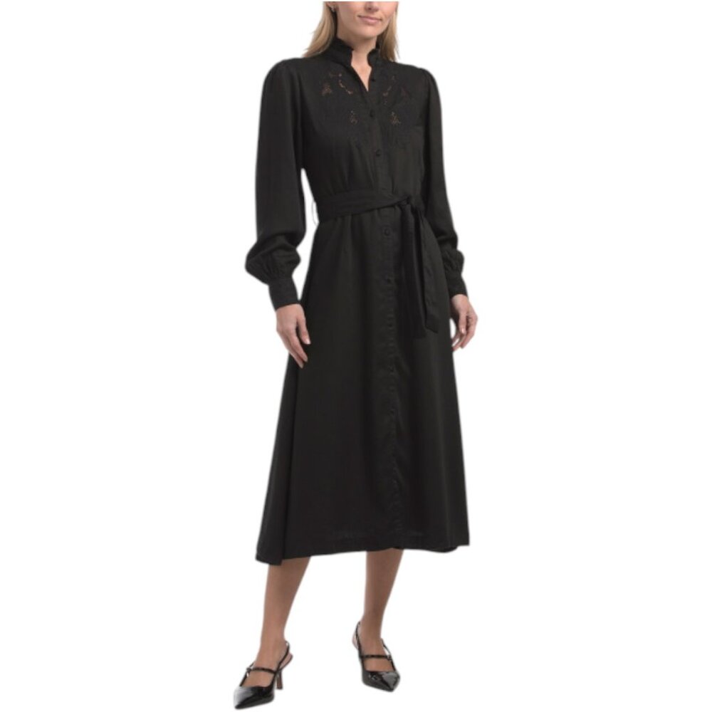 SUPER NATURAL BY SECRET MISSION Embroidered Maxi Shirt Dress